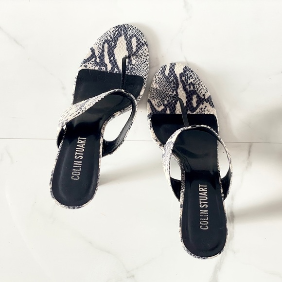 Colin Stuart snakeskin leather heeled mules sandals 9M - Picture 3 of 8